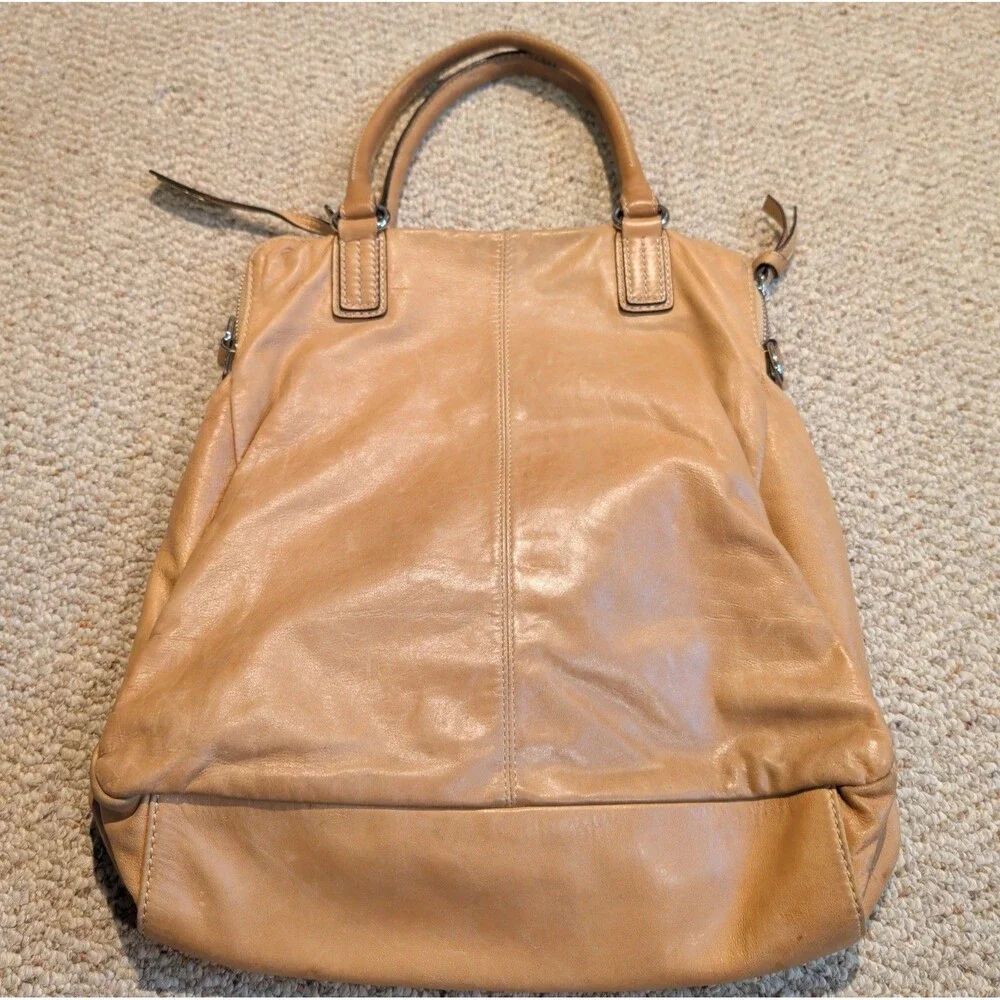 Abro Genuine Leather Hobo Purse Handbag Brown Tan Pockets Soft